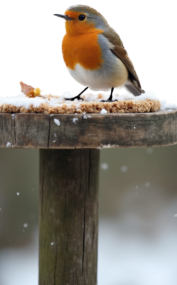 Robin on a Bird Table
